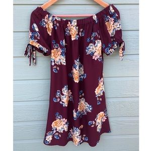 Xhilaration Burgundy Flower Dress
